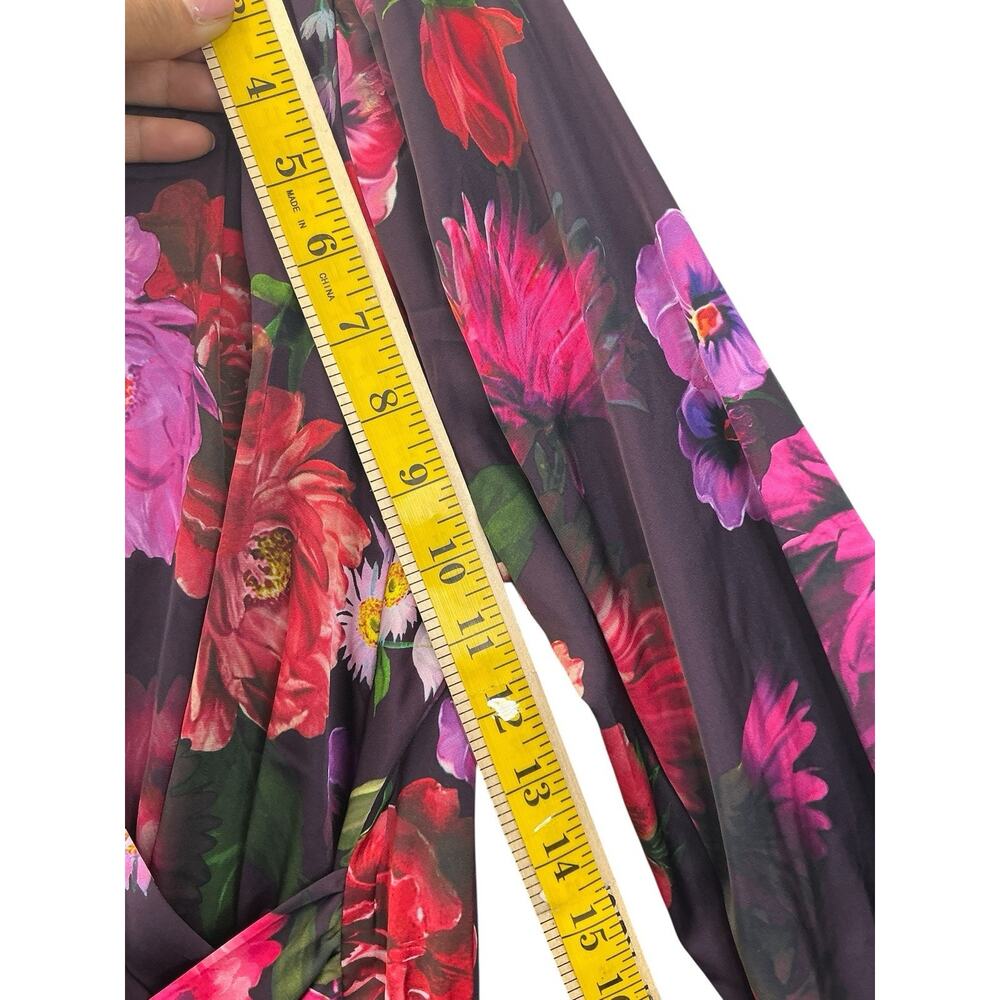 EXPRESS Floral V Neck Long Sleeve Tie-Belt Romper Party Dress Sz.L New NWT - Picture 10 of 11